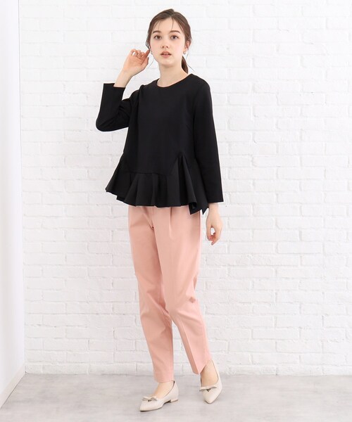 index(インデックス)の「◆異素材アシメペプラムトップス【洗濯機洗い可/ストレッチ】(Tシャツ/カットソー・レディース・ブラック/チャコールグレー/オフホワイト・40/38/42/36)」の14枚目の写真