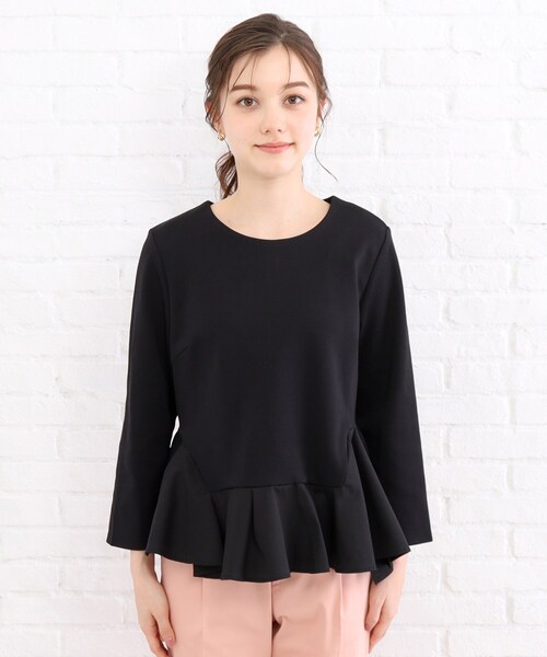 index(インデックス)の「◆異素材アシメペプラムトップス【洗濯機洗い可/ストレッチ】(Tシャツ/カットソー・レディース・ブラック/チャコールグレー/オフホワイト・40/38/42/36)」の16枚目の写真
