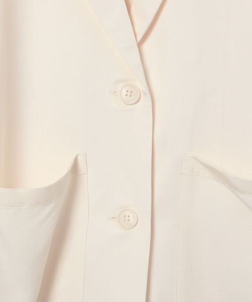 BAYFLOW（ベイフロー）の「[涼しい!!薄手シャツ生地]テーラーシャツジャケット（テーラードジャケット・レディース・チャコール/グレイッシュベージュ/アイボリー・MEDIUM/SMALL）」の11枚目の写真