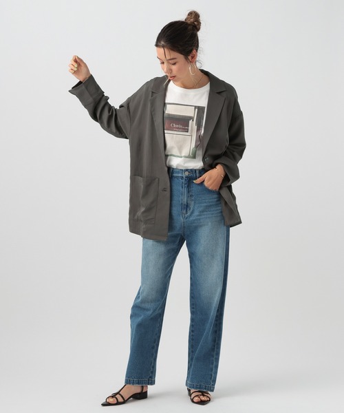 BAYFLOW（ベイフロー）の「[涼しい!!薄手シャツ生地]テーラーシャツジャケット（テーラードジャケット・レディース・チャコール/グレイッシュベージュ/アイボリー・MEDIUM/SMALL）」の15枚目の写真