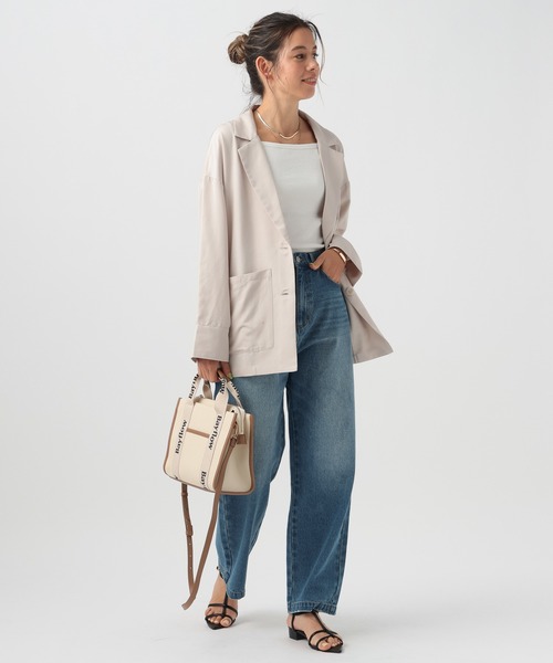 BAYFLOW（ベイフロー）の「[涼しい!!薄手シャツ生地]テーラーシャツジャケット（テーラードジャケット・レディース・チャコール/グレイッシュベージュ/アイボリー・MEDIUM/SMALL）」の20枚目の写真