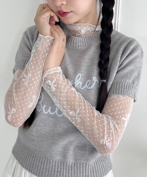 Loueme（ルエム）の「ドットリボンシアートップス（Tシャツ/カットソー・レディース・ブラック/ホワイト・FREE）」の2枚目の写真