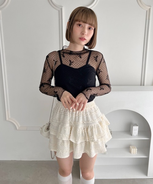 Loueme（ルエム）の「ドットリボンシアートップス（Tシャツ/カットソー・レディース・ブラック/ホワイト・FREE）」の3枚目の写真