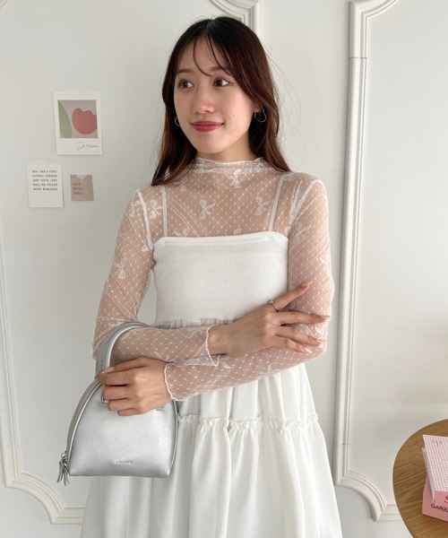 Loueme（ルエム）の「ドットリボンシアートップス（Tシャツ/カットソー・レディース・ブラック/ホワイト・FREE）」の10枚目の写真