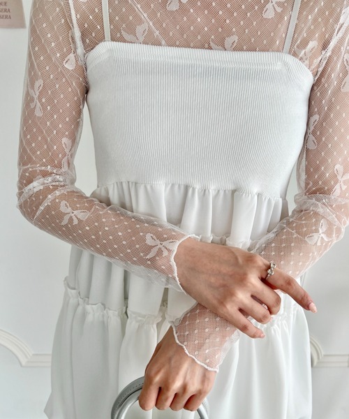 Loueme（ルエム）の「ドットリボンシアートップス（Tシャツ/カットソー・レディース・ブラック/ホワイト・FREE）」の8枚目の写真