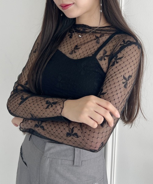 Loueme（ルエム）の「ドットリボンシアートップス（Tシャツ/カットソー・レディース・ブラック/ホワイト・FREE）」の21枚目の写真