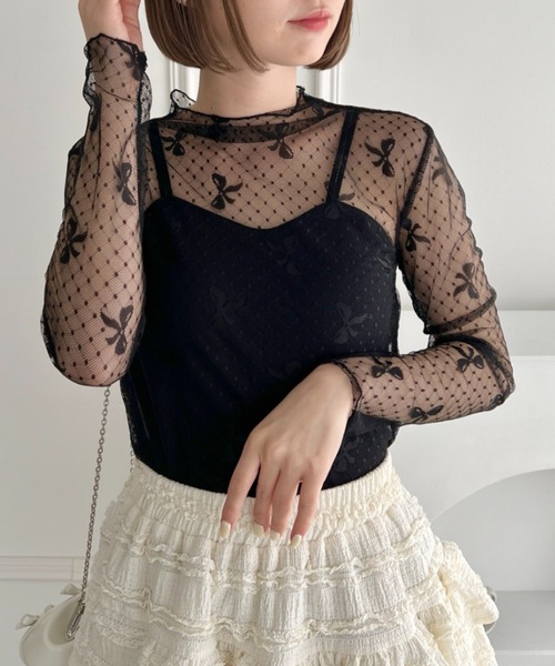 Loueme（ルエム）の「ドットリボンシアートップス（Tシャツ/カットソー・レディース・ブラック/ホワイト・FREE）」の15枚目の写真