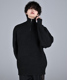 ハーフジップ」に該当するニット/セーター（ブラック/黒色系・無地
