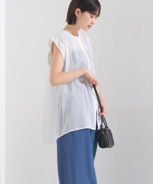 OMNES(オムネス)の「コットンボイル袖プリーツノースリーブシャツ(シャツ/ブラウス・レディース・ブラウン/ブラック/ホワイト/ピンク・FREE)」の12枚目の写真