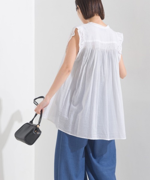 OMNES(オムネス)の「コットンボイル袖プリーツノースリーブシャツ(シャツ/ブラウス・レディース・ブラウン/ブラック/ホワイト/ピンク・FREE)」の13枚目の写真