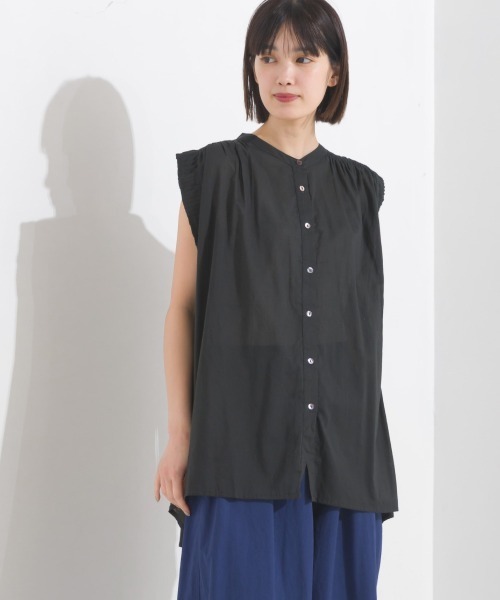 OMNES(オムネス)の「コットンボイル袖プリーツノースリーブシャツ(シャツ/ブラウス・レディース・ブラウン/ブラック/ホワイト/ピンク・FREE)」の16枚目の写真