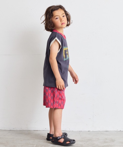 BIG FIELD（ビッグフィールド）の「プリントリンガータンクトップ（90～150cm）（タンクトップ・キッズ・チャコール/ライトブルー/オフホワイト・120/110/100/130/90/150/140）」の8枚目の写真