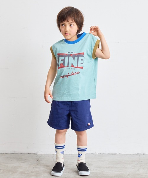 BIG FIELD（ビッグフィールド）の「プリントリンガータンクトップ（90～150cm）（タンクトップ・キッズ・チャコール/ライトブルー/オフホワイト・120/110/100/130/90/150/140）」の4枚目の写真