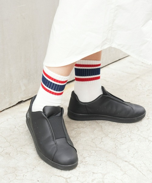 GUNZE（グンゼ）の「【GUNZE×TYPY】ラインショートソックス（WOMENS）（ソックス/靴下・レディース・ネイビー/オレンジ/グリーン/ピンク/ダークグリーン/ブラック・23～25cm）」の4枚目の写真