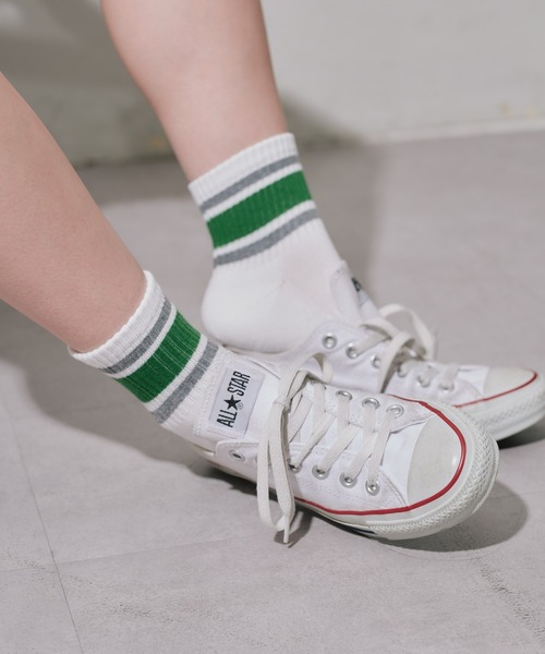 GUNZE（グンゼ）の「【GUNZE×TYPY】ラインショートソックス（WOMENS）（ソックス/靴下・レディース・ネイビー/オレンジ/グリーン/ピンク/ダークグリーン/ブラック・23～25cm）」の9枚目の写真