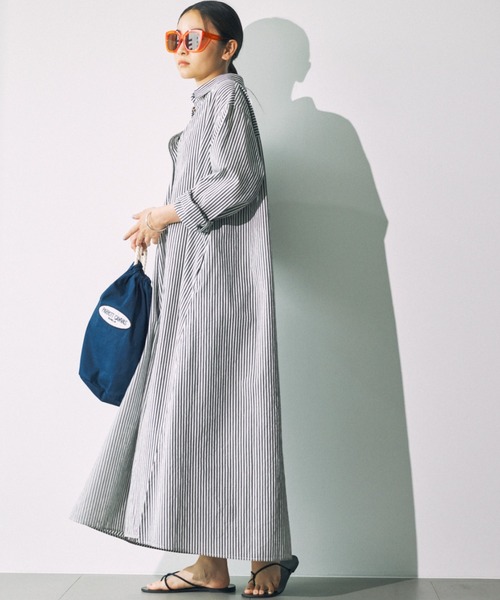 BABYLONE（バビロン）の「オーバーＡラインシャツワンピース（ワンピース・レディース・チャコール/ブラック・36inch/38inch）」の4枚目の写真