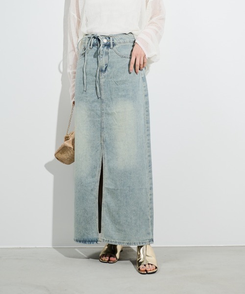 Shelly island（シェリーアイランド）の「コードベルト付デニムロングスカート（デニムスカート・レディース・ブルー・S/M/L）」の8枚目の写真