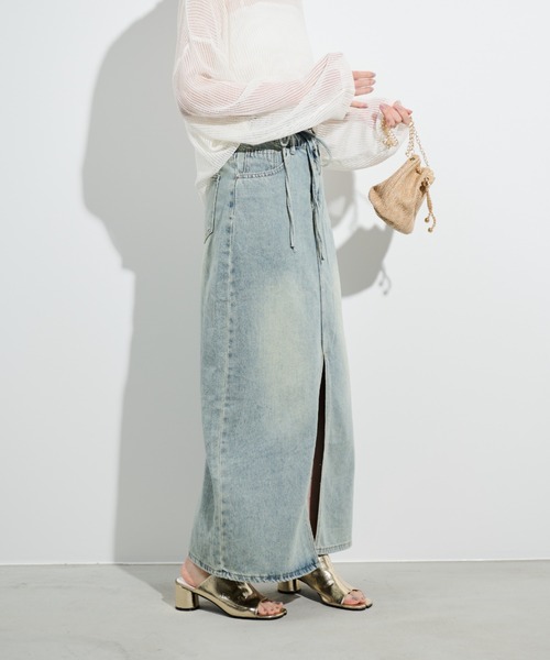 Shelly island（シェリーアイランド）の「コードベルト付デニムロングスカート（デニムスカート・レディース・ブルー・S/M/L）」の10枚目の写真