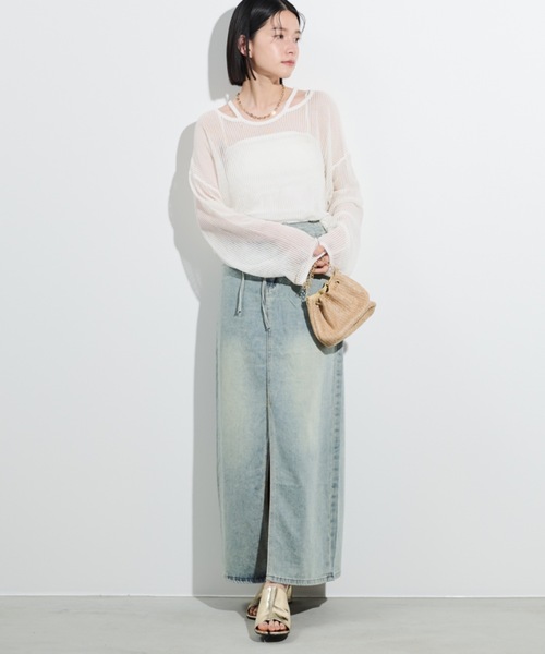 Shelly island（シェリーアイランド）の「コードベルト付デニムロングスカート（デニムスカート・レディース・ブルー・S/M/L）」の3枚目の写真