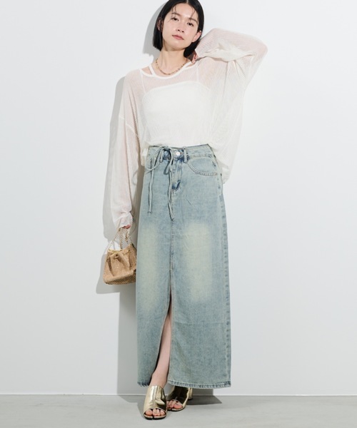 Shelly island（シェリーアイランド）の「コードベルト付デニムロングスカート（デニムスカート・レディース・ブルー・S/M/L）」の15枚目の写真