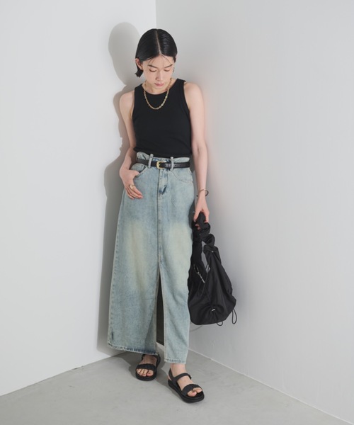 Shelly island（シェリーアイランド）の「コードベルト付デニムロングスカート（デニムスカート・レディース・ブルー・S/M/L）」の17枚目の写真