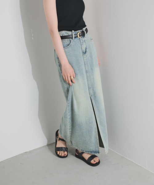 Shelly island（シェリーアイランド）の「コードベルト付デニムロングスカート（デニムスカート・レディース・ブルー・S/M/L）」の13枚目の写真