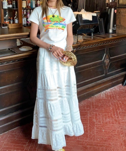 deux amour（ドゥーザムール）の「パターンレース切り替えロングスカート（スカート・レディース・ホワイト・FREE）」の12枚目の写真