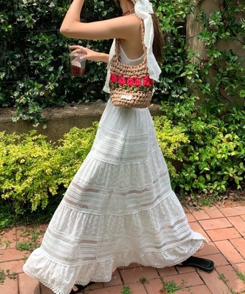 deux amour（ドゥーザムール）の「パターンレース切り替えロングスカート（スカート・レディース・ホワイト・FREE）」の8枚目の写真