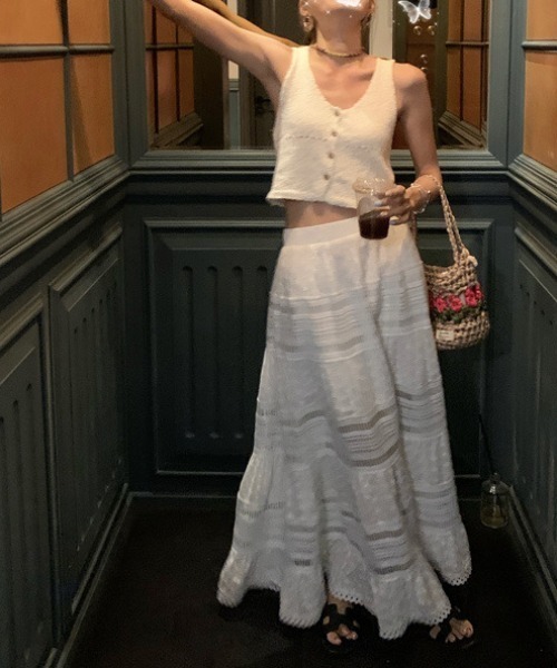 deux amour（ドゥーザムール）の「パターンレース切り替えロングスカート（スカート・レディース・ホワイト・FREE）」の15枚目の写真