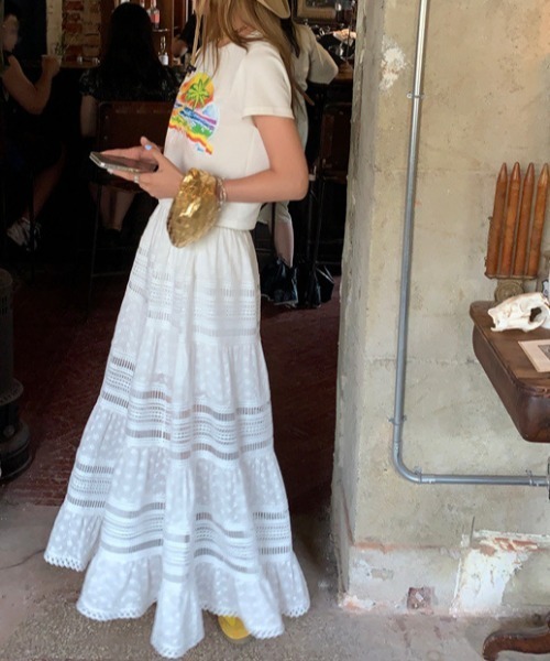 deux amour（ドゥーザムール）の「パターンレース切り替えロングスカート（スカート・レディース・ホワイト・FREE）」の13枚目の写真