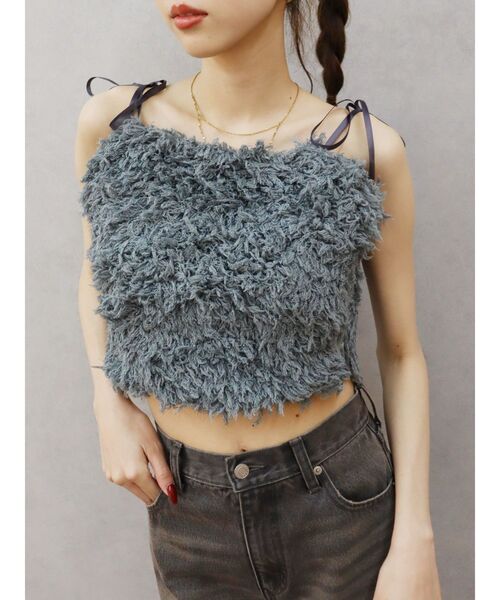 EVRIS(エヴリス)の「シャギーリボンビスチェ【セットアップ着用可能】(キャミソール・レディース・グレー/ブラック・FREE)」の20枚目の写真