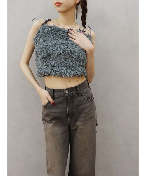 EVRIS(エヴリス)の「シャギーリボンビスチェ【セットアップ着用可能】(キャミソール・レディース・グレー/ブラック・FREE)」の22枚目の写真