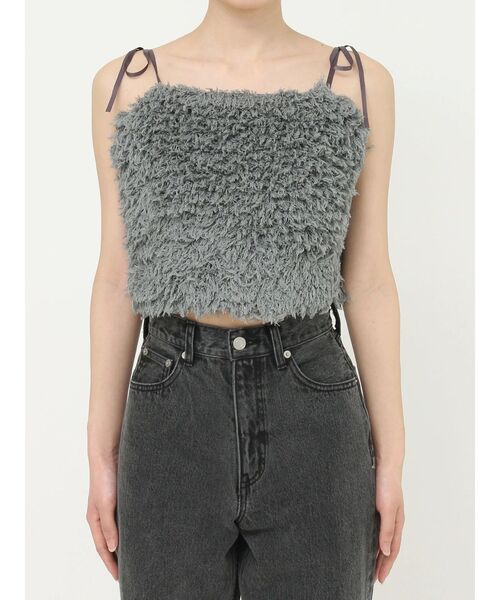 EVRIS(エヴリス)の「シャギーリボンビスチェ【セットアップ着用可能】(キャミソール・レディース・グレー/ブラック・FREE)」の7枚目の写真