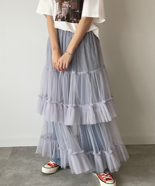 ジェイドット チュールフリル ティアードスカート cygne bibiy ジェイドット チュールフリル ティアードスカート cygne bibiy