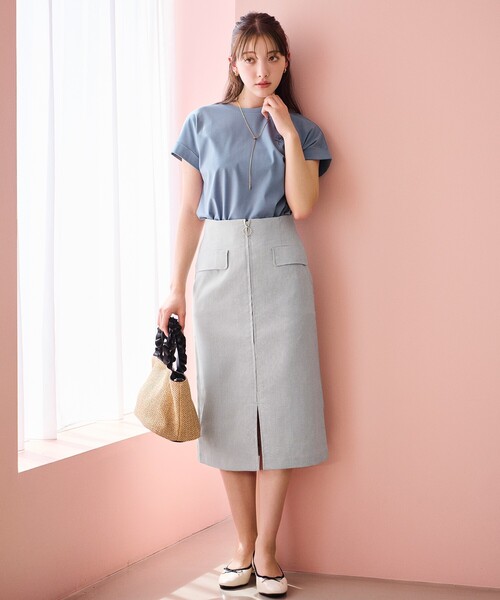 index（インデックス）の「◆ジップタイトスカート【洗濯機洗い可】（スカート・レディース・グレー/ブラウン系/オレンジ系・40/38/36/42）」の2枚目の写真