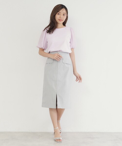 index（インデックス）の「◆ジップタイトスカート【洗濯機洗い可】（スカート・レディース・グレー/ブラウン系/オレンジ系・40/38/36/42）」の6枚目の写真