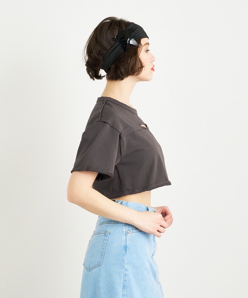 anna sui nyc(アナ スイ エヌ ワイ シー)の「ホールカットオフウォッシュTシャツ(Tシャツ/カットソー・レディース・カーキ/アイボリー/ブラック・FREE)」の15枚目の写真