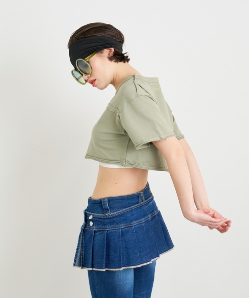 anna sui nyc(アナ スイ エヌ ワイ シー)の「ホールカットオフウォッシュTシャツ(Tシャツ/カットソー・レディース・カーキ/アイボリー/ブラック・FREE)」の19枚目の写真