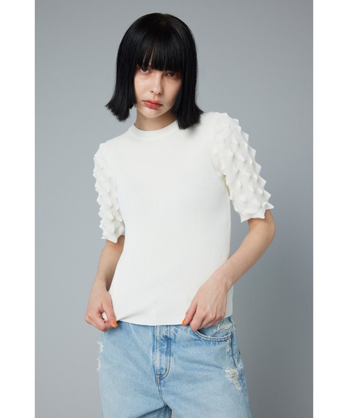 HeRIN.CYE(ヘリンドットサイ)の「Thorn sleeve knit tops ソーンスリーブニットトップス(ニット/セーター・レディース・ブラック/ライム/ホワイト/ブルー・FREE)」の2枚目の写真