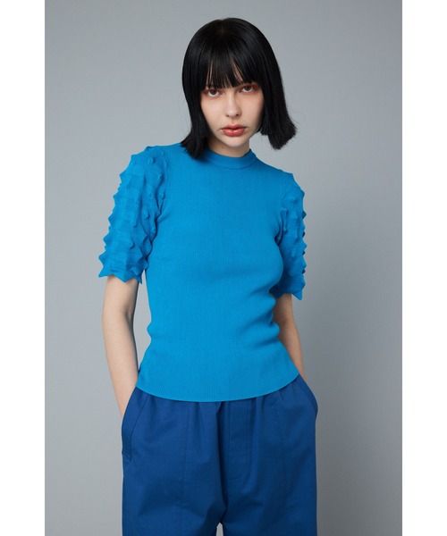 HeRIN.CYE(ヘリンドットサイ)の「Thorn sleeve knit tops ソーンスリーブニットトップス(ニット/セーター・レディース・ブラック/ライム/ホワイト/ブルー・FREE)」の4枚目の写真