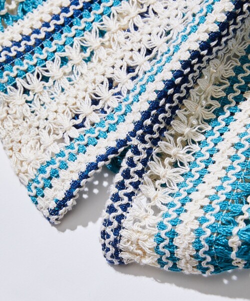 FREAK'S STORE(フリークスストア)の「FREAK’S STORE/フリークスストア インド製 リラックスフィット 総柄レース マルチストライプ ショートスリーブ オープンカラーシャツ(シャツ/ブラウス・メンズ・ブラック/ブルー・MEDIUM/LARGE)」の7枚目の写真