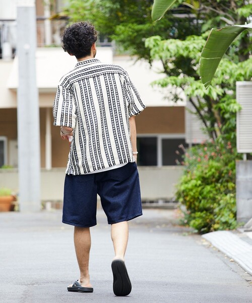 FREAK'S STORE(フリークスストア)の「FREAK’S STORE/フリークスストア インド製 リラックスフィット 総柄レース マルチストライプ ショートスリーブ オープンカラーシャツ(シャツ/ブラウス・メンズ・ブラック/ブルー・MEDIUM/LARGE)」の16枚目の写真