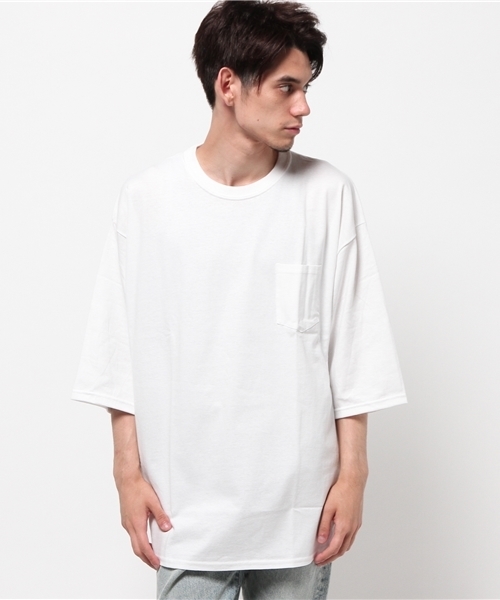 WEGO（ウィゴー）の「WEGO/ エキストラルーズポケットTシャツ（Tシャツ/カットソー・メンズ・ホワイト/杢グレー・FREE）」の2枚目の写真