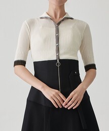 UNITED TOKYO | シアーカラーラインリブニット-ウォッシャブル-(ニット/セーター)