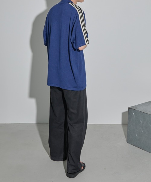 MERLOT(メルロー)の「ボーダー/サイドライン サマーニットポロ(ポロシャツ・メンズ・ブラック/ブルー・FREE)」の8枚目の写真