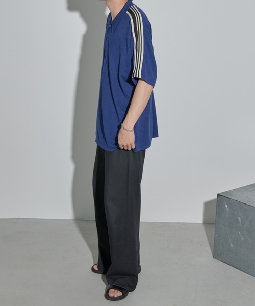 MERLOT(メルロー)の「ボーダー/サイドライン サマーニットポロ(ポロシャツ・メンズ・ブラック/ブルー・FREE)」の7枚目の写真