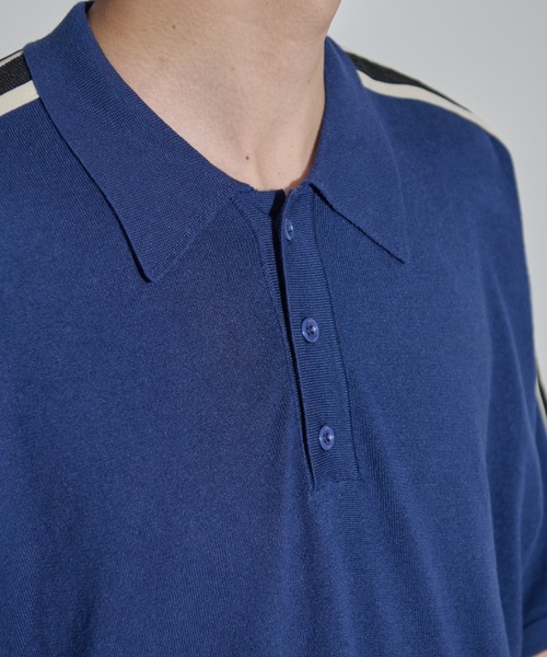 MERLOT(メルロー)の「ボーダー/サイドライン サマーニットポロ(ポロシャツ・メンズ・ブラック/ブルー・FREE)」の13枚目の写真