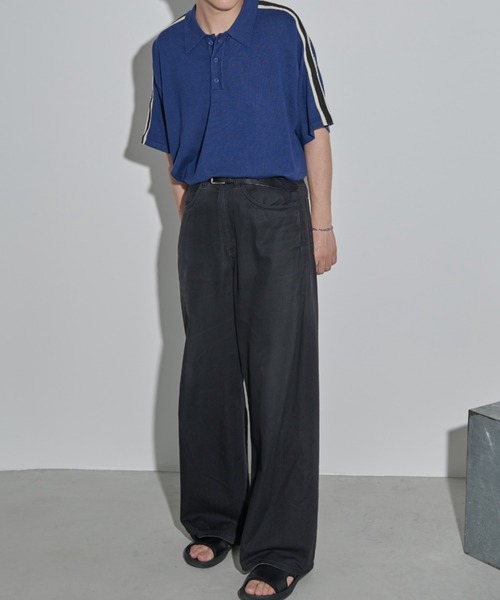 MERLOT(メルロー)の「ボーダー/サイドライン サマーニットポロ(ポロシャツ・メンズ・ブラック/ブルー・FREE)」の11枚目の写真