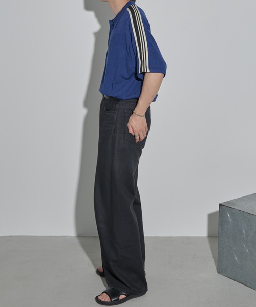 MERLOT(メルロー)の「ボーダー/サイドライン サマーニットポロ(ポロシャツ・メンズ・ブラック/ブルー・FREE)」の12枚目の写真