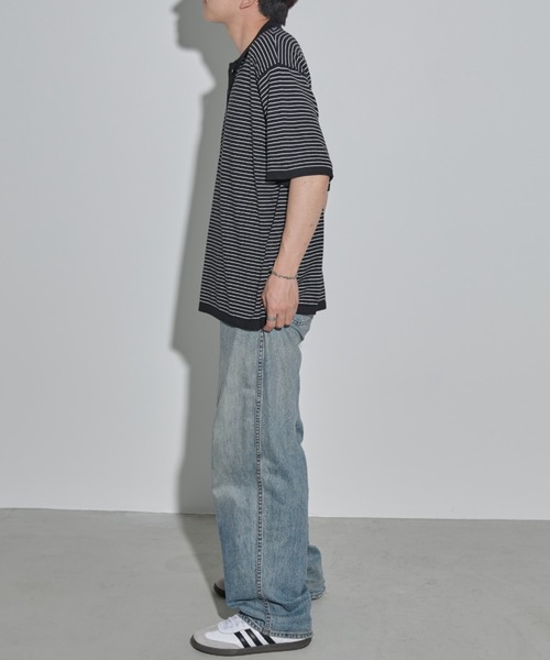 MERLOT(メルロー)の「ボーダー/サイドライン サマーニットポロ(ポロシャツ・メンズ・ブラック/ブルー・FREE)」の22枚目の写真